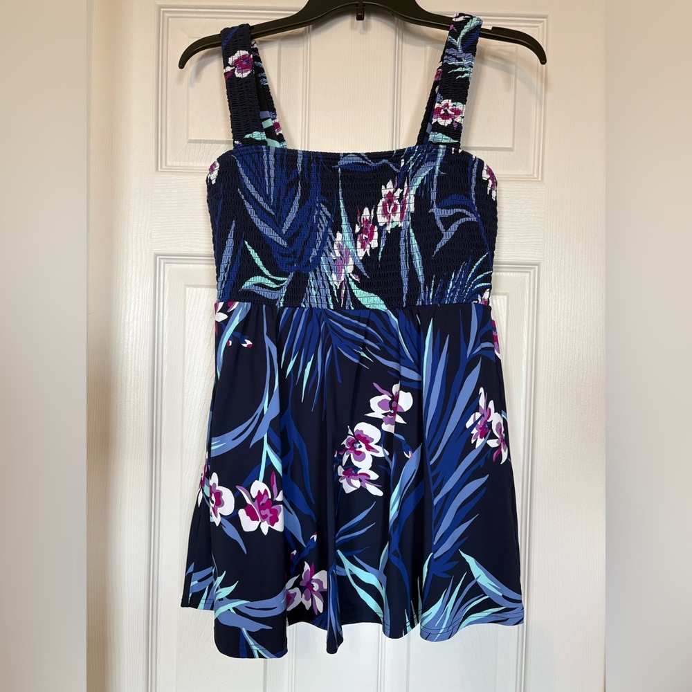 Lands' End Floral/Navy Swim Dress